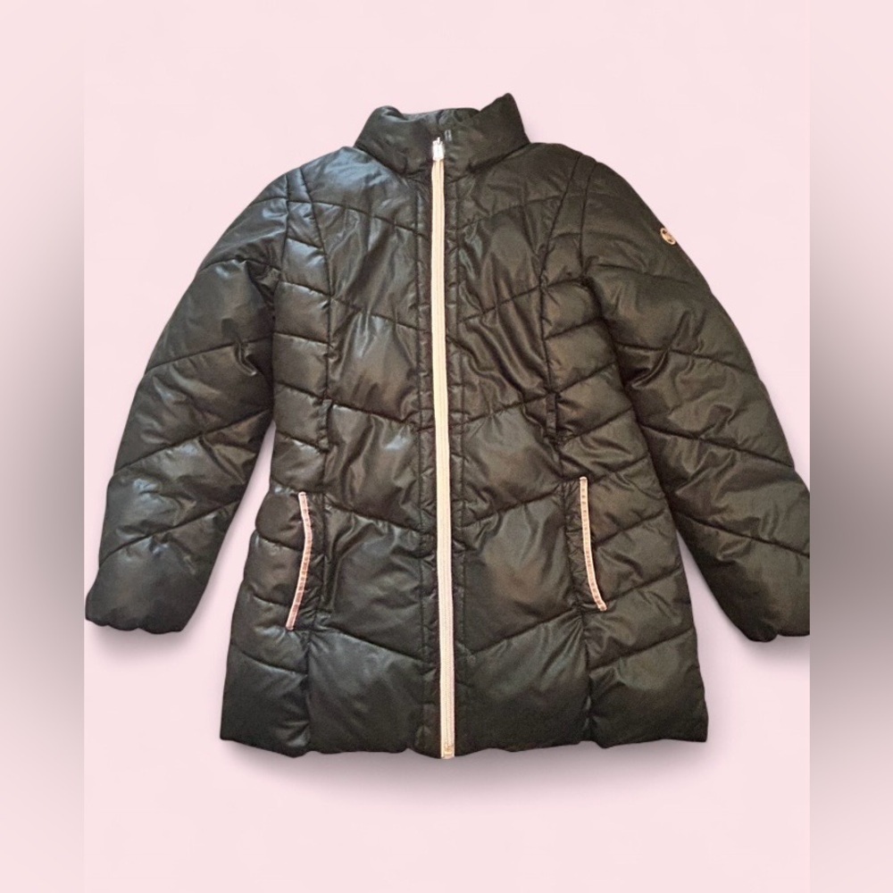 Michael Kors Youth Black Quilted Puffer Coat Size 10–12 Blush Lining